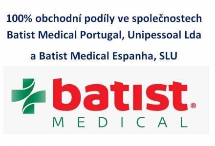                                     Prodej 100% obchodních podílů ve společnostech Batist Medical Portugal, Unipessoal Lda a Batist Medical Espanha, SLU 
                                