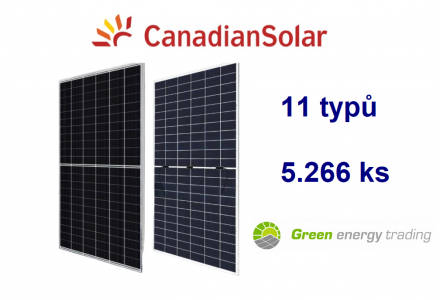                                     Prodej fotovoltaických panelů zn. Canadian Solar - 11 typů, celkem 5.266 kusů z majetku dlužníka Green Energy Trading s.r.o.
                                